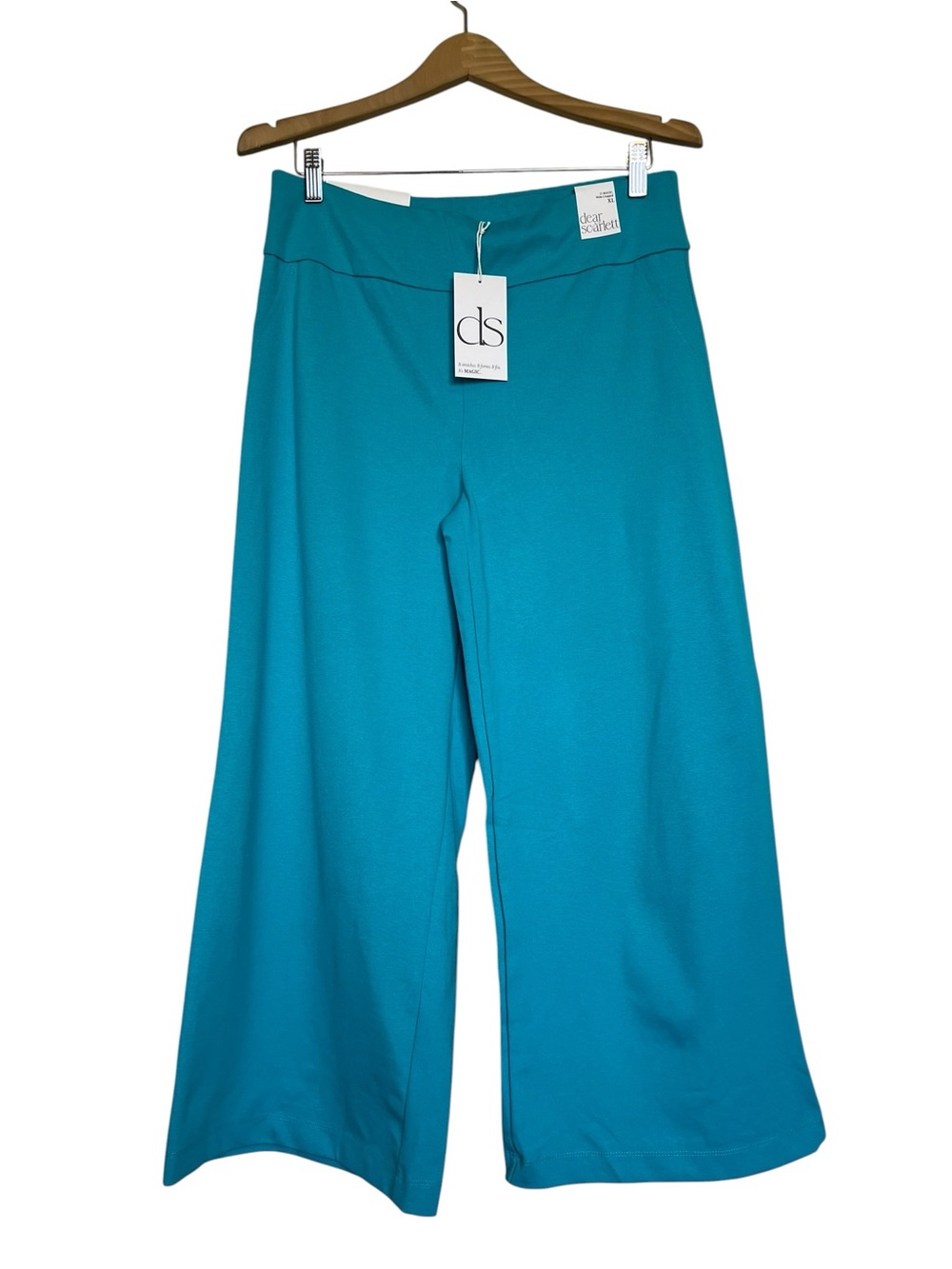 Dear Scarlett NWT Women’s XL Wide Leg Pull On Cropped Teal Pants - Picture 1 of 8